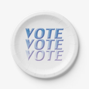 Assiettes En Carton "Vote vote" Bleu blanc - Plaque papier