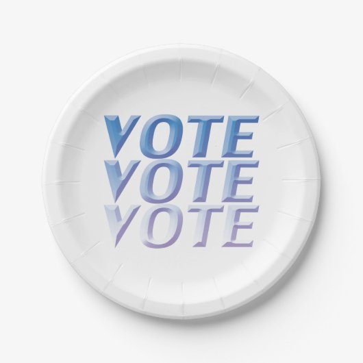 Assiettes En Carton "Vote vote" Bleu blanc - Plaque papier (Devant)