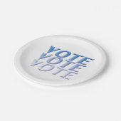 Assiettes En Carton "Vote vote" Bleu blanc - Plaque papier (Angle)