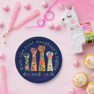 Assiettes En Carton Votez comme les droits de votre fille en dépendent