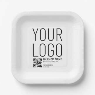 Assiettes En Carton Votre logo avec QR code et texte modifiables