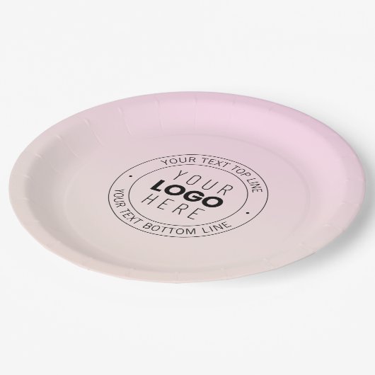 Assiettes En Carton Votre logo téléchargé | Texte circulaire modifiabl (Angle)