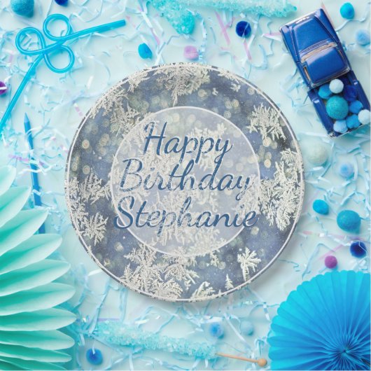 Assiettes En Carton Votre message Frozen Photo Abstraite - Bokeh (Fête)