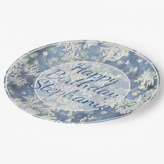 Assiettes En Carton Votre message Frozen Photo Abstraite - Bokeh (Angle)