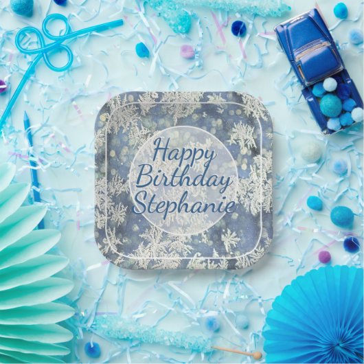 Assiettes En Carton Votre message Frozen Photo Abstraite - Bokeh (Fête)