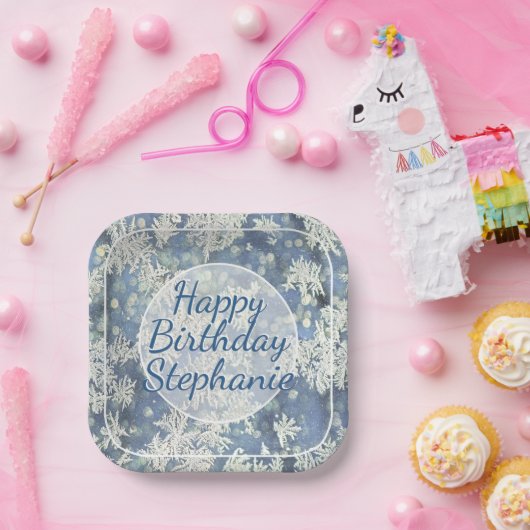 Assiettes En Carton Votre message Frozen Photo Abstraite - Bokeh (Fête)