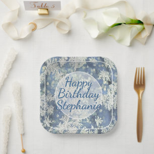 Assiettes En Carton Votre message Frozen Photo Abstraite - Bokeh