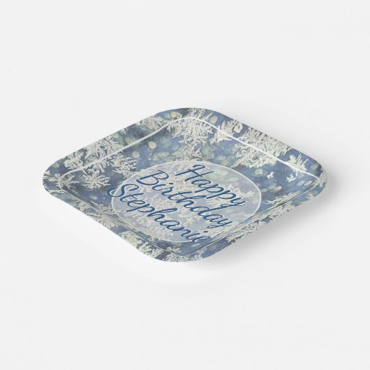 Assiettes En Carton Votre message Frozen Photo Abstraite - Bokeh (Angulaire)