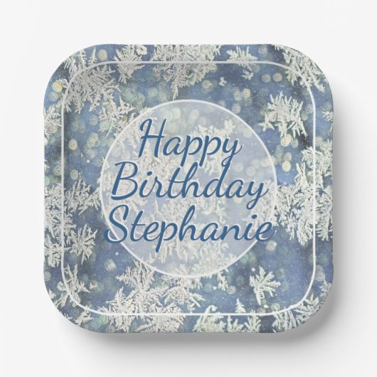 Assiettes En Carton Votre message Frozen Photo Abstraite - Bokeh (Recto)