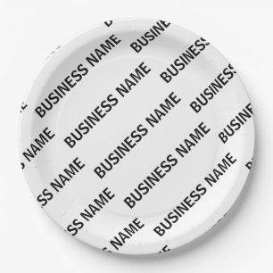 Assiettes En Carton Votre Motif de nom d'entreprise   Noir et blanc