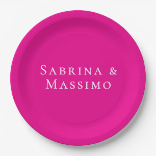Assiettes En Carton Votre nom minimaliste moderne tendance rose