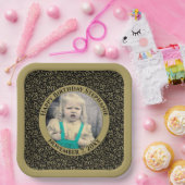 Assiettes En Carton Votre photo 20 Motif de nombre aléatoire Noir/Or (Fête)