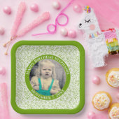 Assiettes En Carton Votre photo 30 au hasard Motif vert/blanc (Fête)