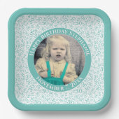 Assiettes En Carton Votre photo 30 Motif de nombre aléatoire Turquoise (Recto)