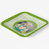 Assiettes En Carton Votre photo 40 Random Number Motif Vert/Blanc (Angulaire)