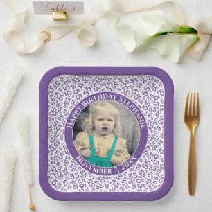 Assiettes En Carton Votre photo 55 motif numérique aléatoire violet/bl