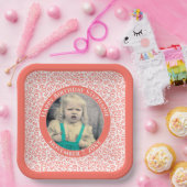 Assiettes En Carton Votre photo 60 nombre aléatoire Motif coral/blanc (Fête)