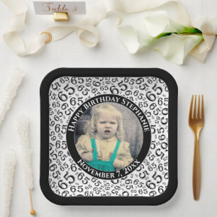 Assiettes En Carton Votre Photo 65 Motif Numérique Aléatoire Noir/Blan