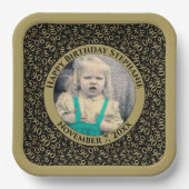 Assiettes En Carton Votre Photo 90 Random Number Motif Noir/Or (Recto)