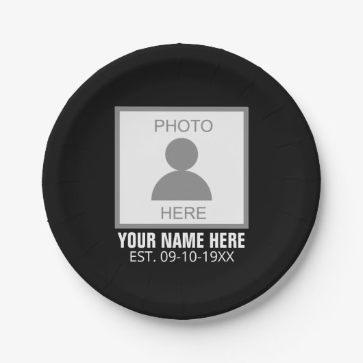 Assiettes En Carton Votre photo ici Nom et âge (Devant)