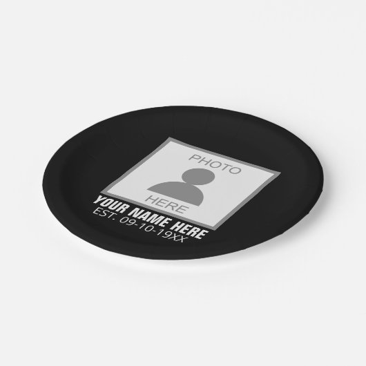 Assiettes En Carton Votre photo ici Nom et âge (Angle)