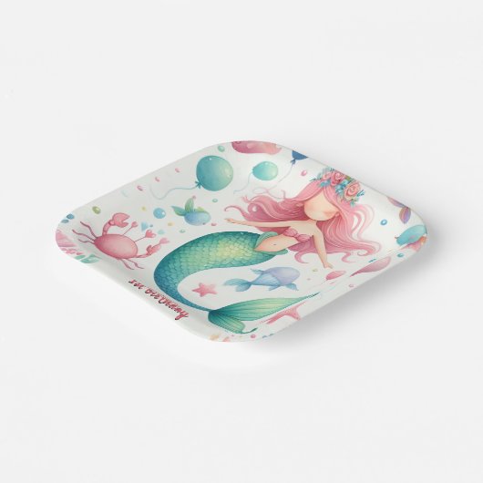 Assiettes En Carton votre poisson cool mer bleu sirène océan 1er anniv (Angulaire)