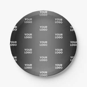 Assiettes En Carton Votre simple logo répétitif Gradient noir et gri