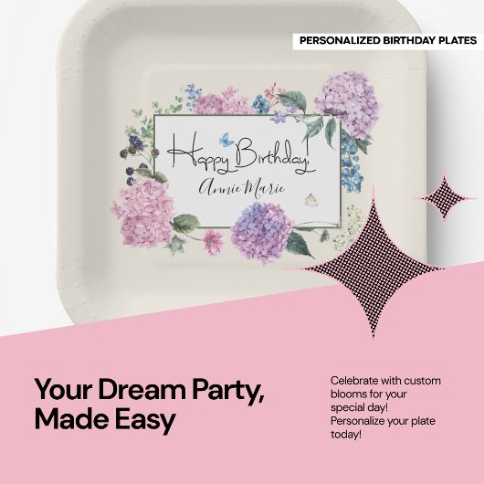 Assiettes En Carton Votre Soirée Dream, Faisée : Hydrangea