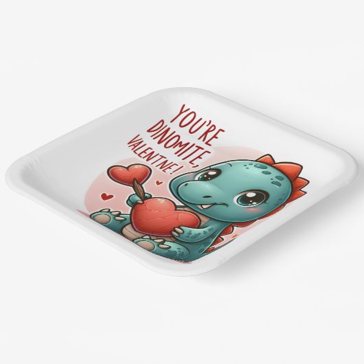 Assiettes En Carton Vous êtes Dinomite Valentine Cute Dinosaur Love (Angulaire)