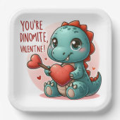Assiettes En Carton Vous êtes Dinomite Valentine Cute Dinosaur Love (Recto)