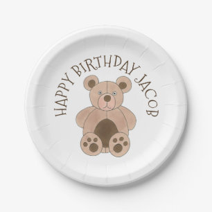 Assiettes En Carton Vous êtes invité Brown Teddy Bear fête d'anniversa