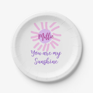 Assiettes En Carton vous êtes mon soleil violet rose pastel rayons de