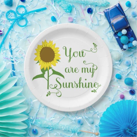 Assiettes En Carton Vous Êtes Mon Sunshine Fleuri Jaune Tournesol (Fête)