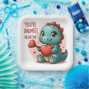 Assiettes En Carton Vous êtes un Dinomite Saint-Valentin Amour de dino