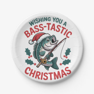Assiettes En Carton Vous souhaite un Noël Bass-tastique Pêcheur de pêc