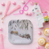 Assiettes En Carton Voyage à travers la neige hivernale à Noël (Fête)