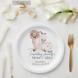 Assiettes En Carton Voyage de Mademoiselle à Madame Rose Valise Enterr