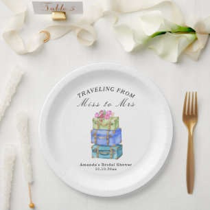 Assiettes En Carton Voyage de Miss à Mrs Vintage Enterrement de mariag