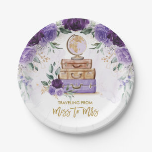 Assiettes En Carton Voyage de Mlle à Mme Purple Fête des mariées