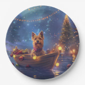 Assiettes En Carton Voyage de Noël de Terrier australien (Devant)