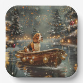 Assiettes En Carton Voyage festif de Noël beagle (Recto)