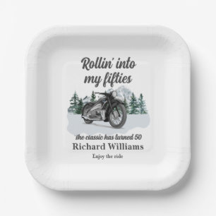 Assiettes En Carton Voyage Moto Classique Roulant 50e Anniversaire