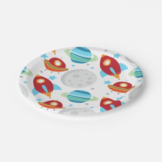 Assiettes En Carton Voyage spatial autour du Motif Sun (Angle)