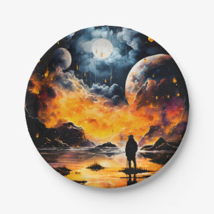 Assiettes En Carton Voyageur astronaute Horizon cosmique Journey