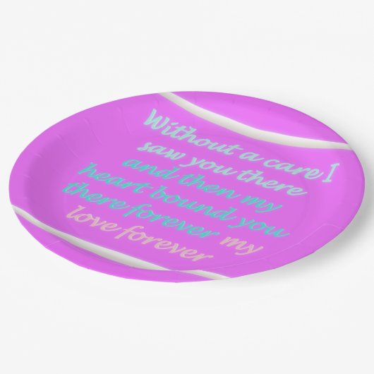 Assiettes En Carton Vrai romance poème motif rose (Angle)