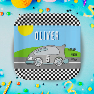 Assiettes En Carton Vroom Vroom Racing Voiture Road Boy Anniversaire