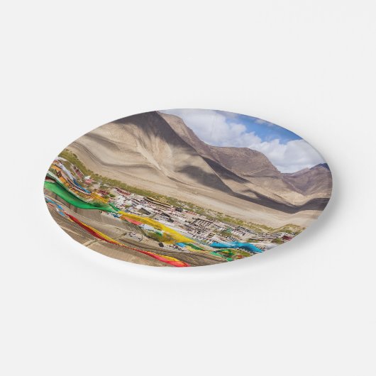 Assiettes En Carton Vue aérienne du monastère de Samye - Tibet, Asie (Angle)