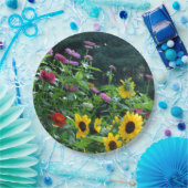 Assiettes En Carton Vue jardin- tournesol, marguerites, cosmos (Fête)