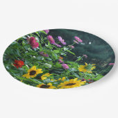Assiettes En Carton Vue jardin- tournesol, marguerites, cosmos (Angle)