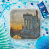 Assiettes En Carton Vue sur l'Italie du Sud avec les ruines romaines a (Fête)